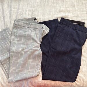 Women’s Plaid Pants Set - Gray and Navy